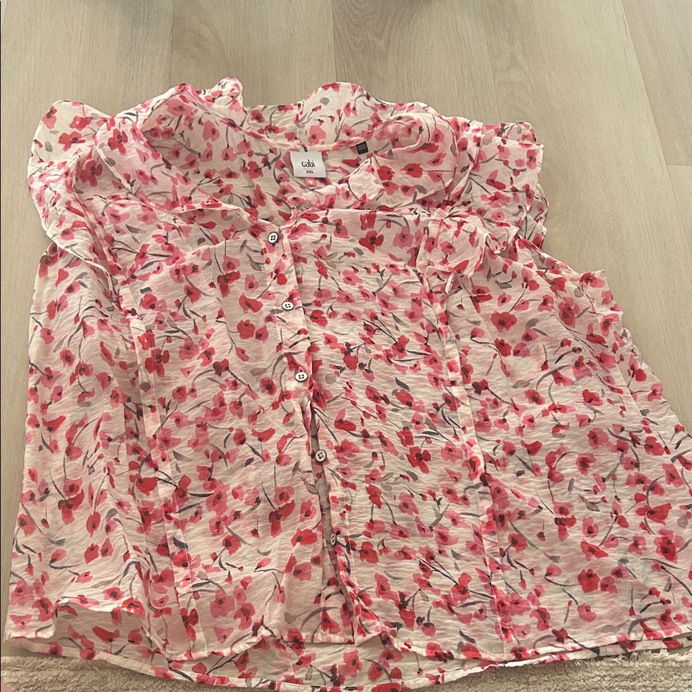 Cabi pink floral blouse